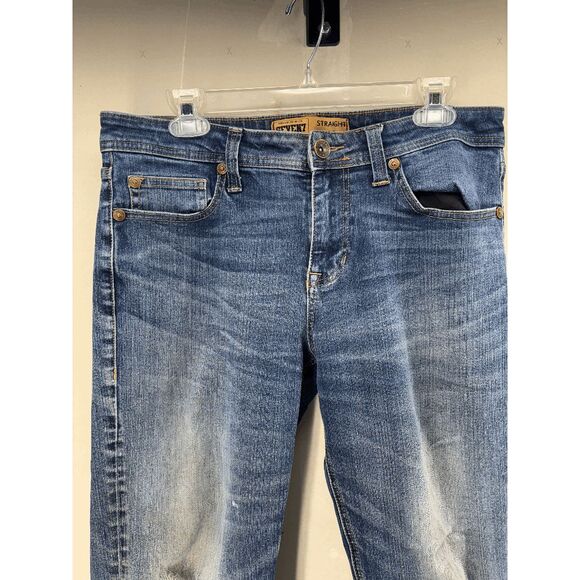 Seven 7 Jeans Mens 34x30 Blue Denim Slim Straight Distressed Medium Wash Preppy - Picture 2 of 8